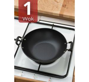 Wok Chino de Acero Inoxidable Antiadherente 34cm Color Negro