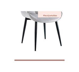 Comedor Mesa Eames 80cm redonda vidrio + 4 Silla Macron Terciopelo - Gris
