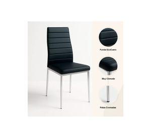 Pack de 2 Sillas Acolchadas Dining Liana con patas cromadas - Negras
