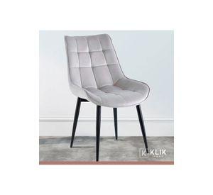 Comedor Mesa Eames 80cm redonda vidrio + 4 Silla Macron Terciopelo - Gris