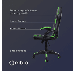 Silla Gamer Nibio Neon Reclinable Cuero PU Verde