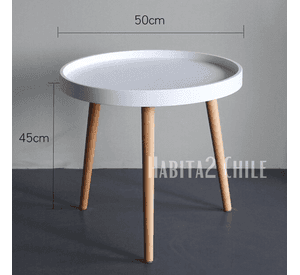 MESA DE CENTRO REDONDA PATAS MADERA