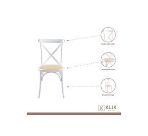 Pack de 4 Sillas Crossback Madera Rattan - Blancas