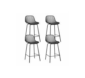 Pack de 4 Taburetes Piso Bar Tropea Alto - Negro