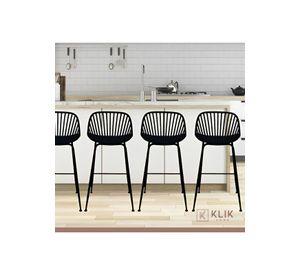 Pack de 4 Taburetes Piso Bar Tropea Alto - Negro