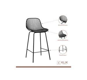Pack de 4 Taburetes Piso Bar Tropea Alto - Negro