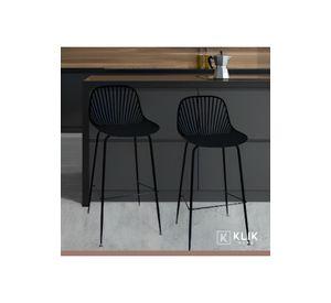 Pack de 4 Taburetes Piso Bar Tropea Alto - Negro