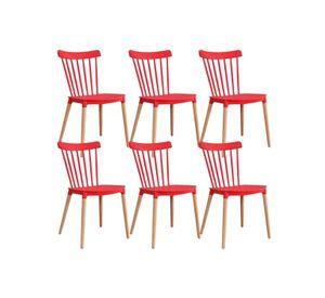 PACK 6 SILLAS WINDSOR DE POLIPROPILENO PARA COMEDOR CON PATAS DE MADERA