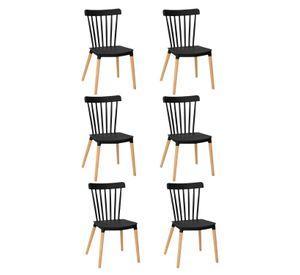 PACK 6 SILLAS WINDSOR DE POLIPROPILENO PARA COMEDOR CON PATAS DE MADERA