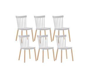 PACK 6 SILLAS WINDSOR DE POLIPROPILENO PARA COMEDOR CON PATAS DE MADERA