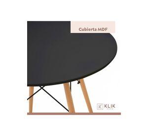 Comedor Mesa Redonda Negra 80cm + 4 Sillas Europa Negras