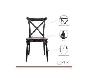 Comedor Mesa Eames Vidrio 80cm + 4 Sillas Crossback Negras