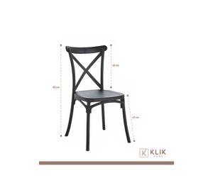 Comedor Mesa Eames Vidrio 80cm + 4 Sillas Crossback Negras