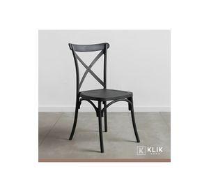 Comedor Mesa Eames Vidrio 80cm + 4 Sillas Crossback Negras