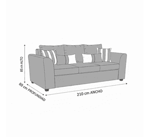 sofa  3 cuerpos negro fancy hogar