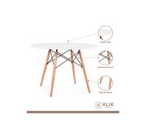 Comedor Mesa Eames Redonda Blanca 80cm + 4 Sillas Eames Blancas