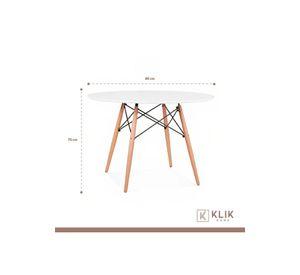 Comedor Mesa Eames Redonda Blanca 80cm + 4 Sillas Eames Blancas