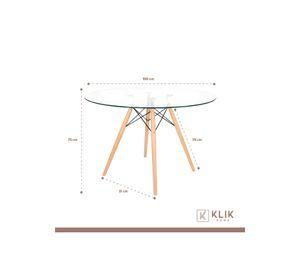 Comedor Mesa Eames Vidrio 100 cm + 4 Sillas Tulip Negras