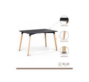Comedor Mesa Rectangular Negra + 6 Sillas Tulip Negras