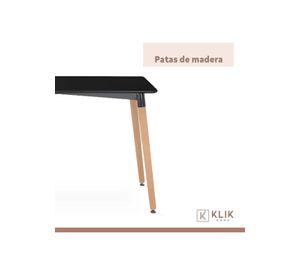 Comedor Mesa Rectangular Negra + 6 Sillas Tulip Negras