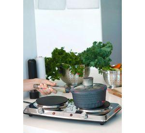 Cocina Eléctrica Portátil 2 Platos  Acero Inoxidable 2000W de Potencia