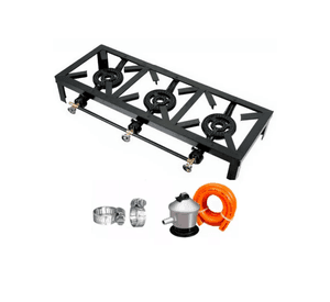 Cocina Fogón 3 Platos + Kit De Instalación Cocinilla Camping