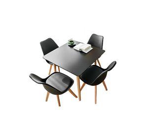 Comedor cuadrado negro 80cm - 4 Sillas tulip negras