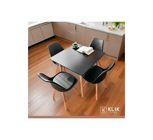 Comedor cuadrado negro 80cm - 4 Sillas tulip negras