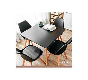 Comedor cuadrado negro 80cm - 4 Sillas tulip negras