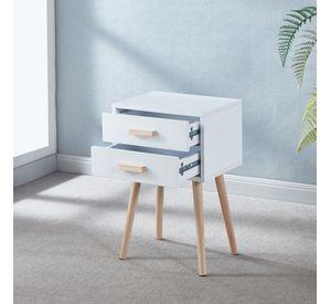 VELADOR MINIMALISTA EAMES TWIN BLANCO DOBLE CAJON - MESA DE NOCHE