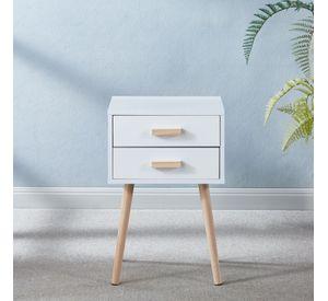 VELADOR MINIMALISTA EAMES TWIN BLANCO DOBLE CAJON - MESA DE NOCHE