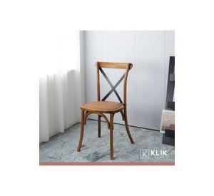 Pack de 4 Sillas Crossback Madera Rattan - Café Vintage