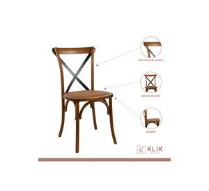 Pack de 4 Sillas Crossback Madera Rattan - Caf茅 Vintage