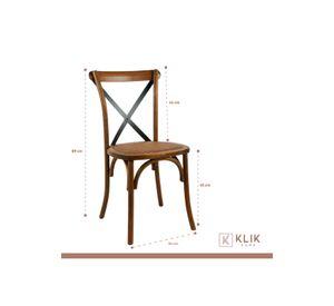 Pack de 4 Sillas Crossback Madera Rattan - Café Vintage