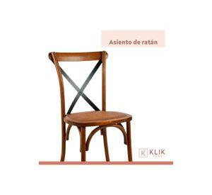 Pack de 4 Sillas Crossback Madera Rattan - Café Vintage