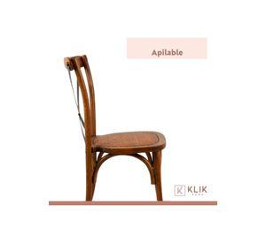 Pack de 4 Sillas Crossback Madera Rattan - Café Vintage