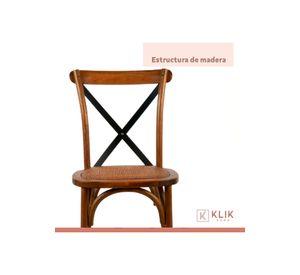 Pack de 4 Sillas Crossback Madera Rattan - Café Vintage