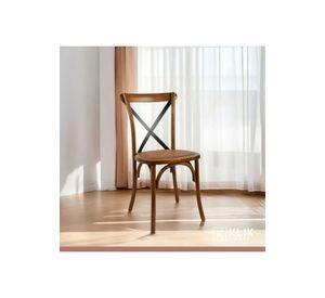 Pack de 4 Sillas Crossback Madera Rattan - Café Vintage