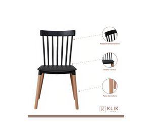 Comedor Mesa Redonda Negra 80cm + 4 Sillas Windsor Negras