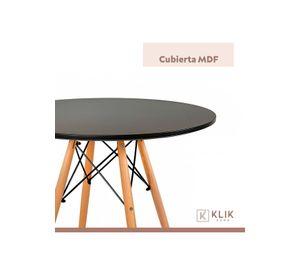 Comedor Mesa Redonda Negra 80cm + 4 Sillas Windsor Negras