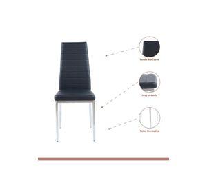 Comedor Mesa Eames 80cm redonda vidrio + 4 Sillas Dining Liana Acolchadas - Negras