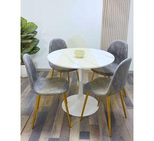 COMEDOR 4 PUESTOS SILLAS MAGUZA MURCIA SIMIL MARMOL BLANCO