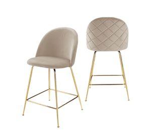 PISOS TABURETES DE BAR 66 CM DELUXE GOLD SILLA TAPIZ TERCIOPELO - 2 UNIDADES