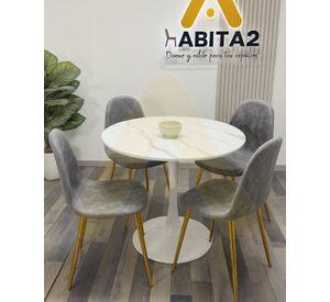 COMEDOR 4 PUESTOS SILLAS MAGUZA MURCIA SIMIL MARMOL BLANCO
