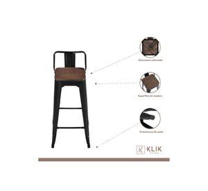 Pack de 4 Taburetes Tolix Con Asiento De Madera Oscura Walnut - Negros