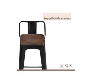 Pack de 4 Taburetes Tolix Con Asiento De Madera Oscura Walnut - Negros