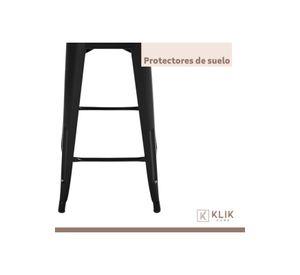 Pack de 4 Taburetes Tolix Con Asiento De Madera Oscura Walnut - Negros
