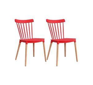 PACK 2 SILLAS WINDSOR DE POLIPROPILENO PARA COMEDOR CON PATAS DE MADERA