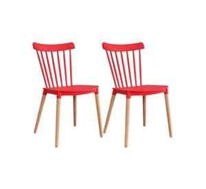 PACK 2 SILLAS WINDSOR DE POLIPROPILENO PARA COMEDOR CON PATAS DE MADERA