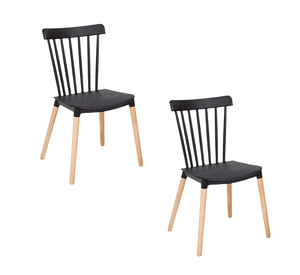 PACK 2 SILLAS WINDSOR DE POLIPROPILENO PARA COMEDOR CON PATAS DE MADERA